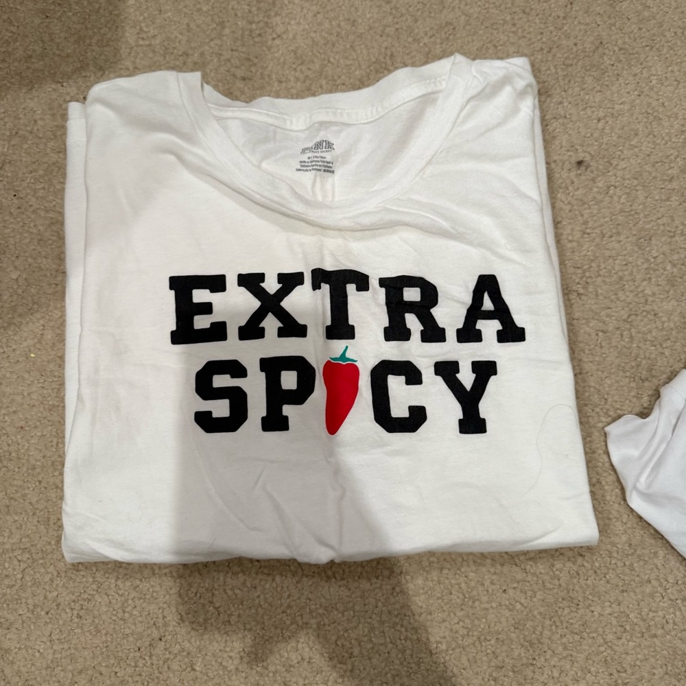 PINK Victoria's Secret White Tee with Black and Red Print